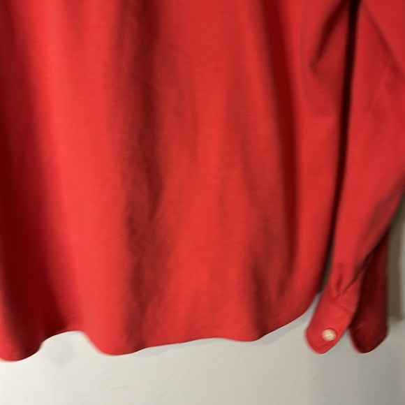 LL Bean Coral Pink Button Down Blouse Top Size Large 100%Cotton Jersey Material - Picture 8 of 10